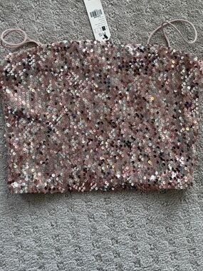 Sequin Tube Top - Rose Gold/Pink